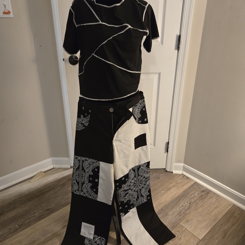 Dance Costume Black and White Patchwork Pants